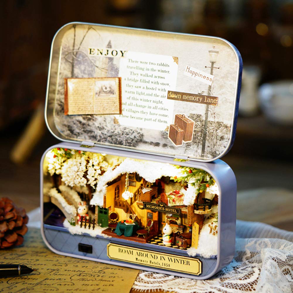 Spilay Dollhouse Miniature with Furniture DIY Dollhouse Kit Mini Iron Box Theater 1:24 Scale Creative Room Best Birthday Gift for mature-themed Lover Girl Friend Birthday Gift (Q06)
