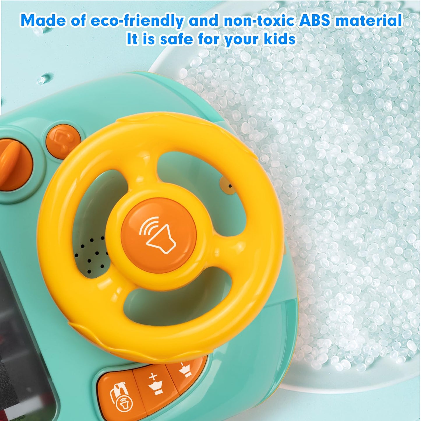 Beacron Musical Steering Wheel Toys For Boys 4-6, Toddler Simulated Driving Racing Car Game With Sound Age 3+ Year Old, Interact