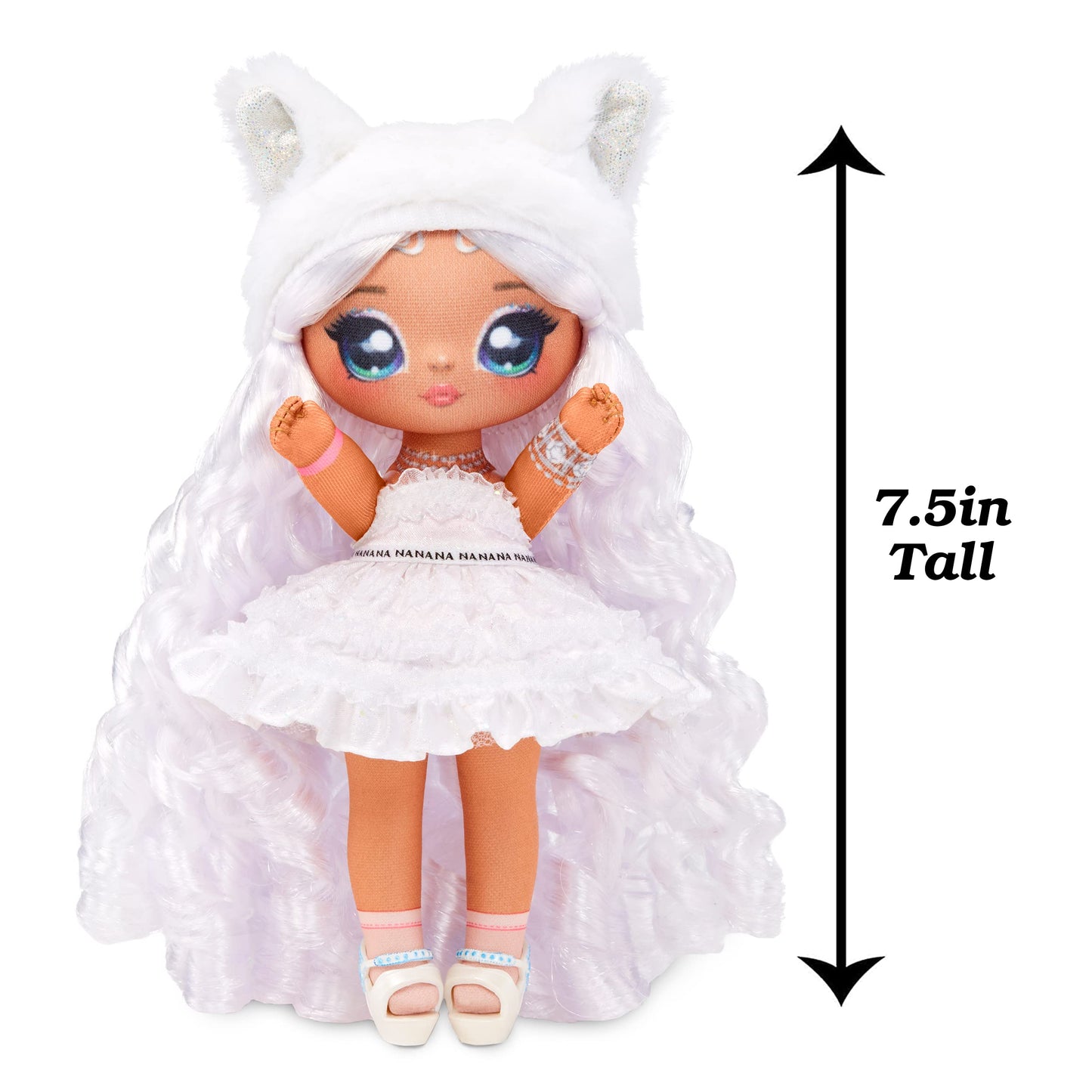 Na! Na! Na! Surprise April Sparkles 7.5 Doll - Multicolor Fashion Doll with White Hair & Ruffle Satin Dress, Great Gift for Ages 5+