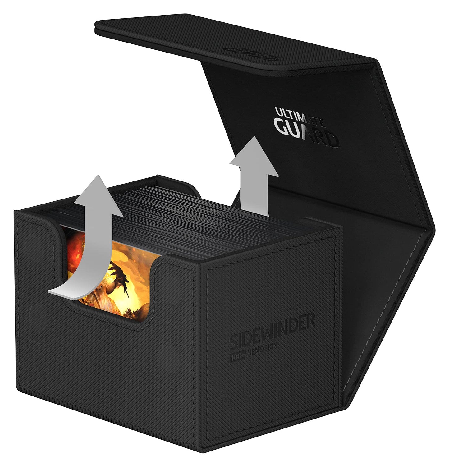 Ultimate Guard Sidewinder 100+ Deck Box - Black, Magnetic Closure, Microfiber Lining for 100 Double-Sleeved TCG Cards, Model UGD011210