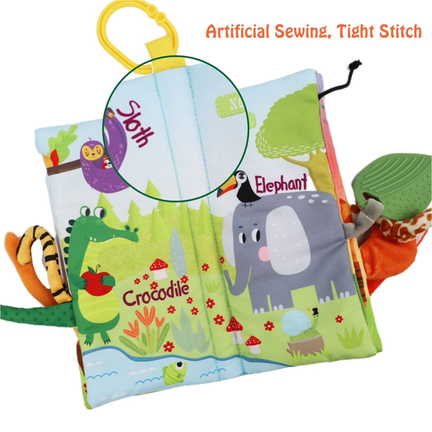 Bebe Mondo Jungle Baby Stroller Toys,Baby Books 0-6 Months,Touch And Feel Crinkle Cloth Books For Babies Infant Newborn Toys 0-3