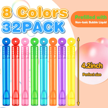 Baegzgx 32 Pcs Mini Bubble Wands,8 Colors Circle Party Favors For Kids Supplies In Gift Box,Goodie Bag Stuffers, Classroom Prize