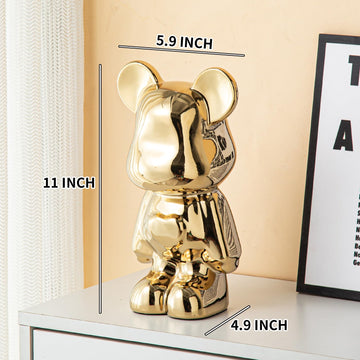 Yundu Ceramic Piggy Bank For Kids And Adults - Coin Bank For Girls And Boys - Gold Love Bear Decoration - Modern D Cor, Hypebea