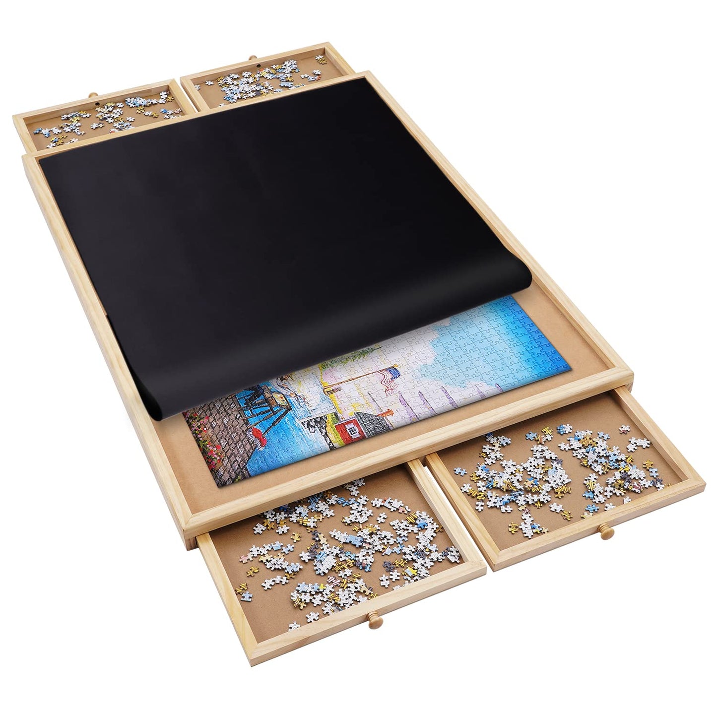Redipo 1500 Pieces Wooden Jigsaw Puzzle Board With 4 Drawers For Storing Puzzles, 26 X 35 Large Portable Jigsaw Puzzle Tab