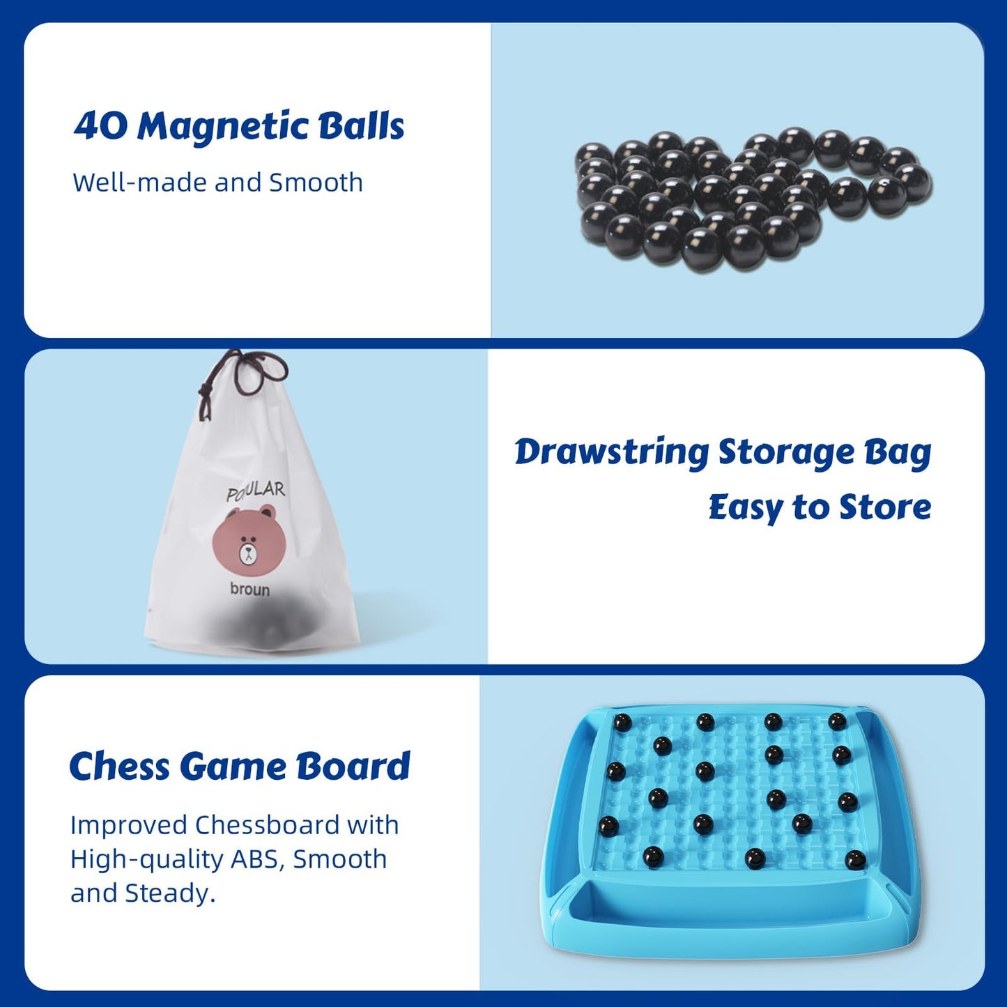2024 New Magnetic Chess Game,Magnetic Chess Fun Family Games For Kids And Adults,Magnet Chess Game With 40Pcs Magnetic Stones,Ta