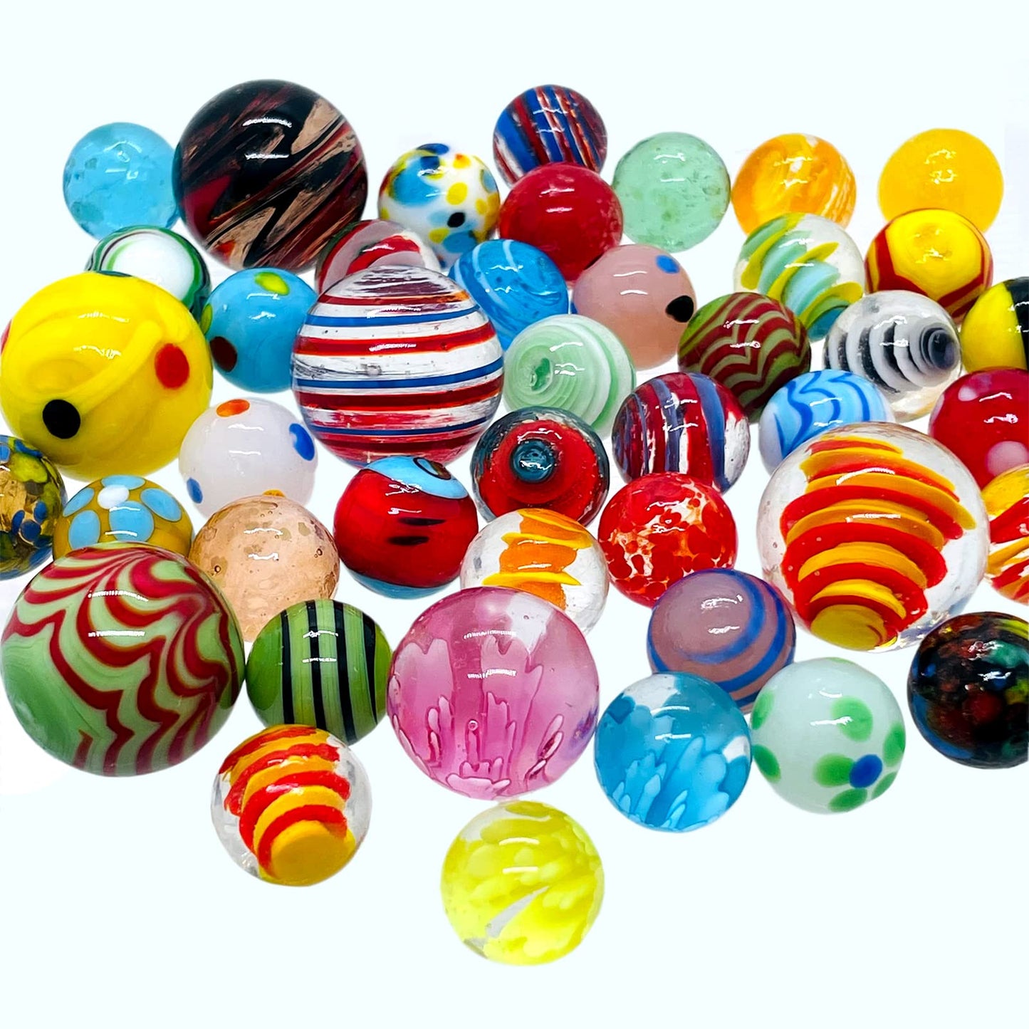43 Unique Handmade Marbles Large Glass Big Marbles Assorted Sizes For Kids Ages 4-8-12 Collector Colored Play Marbles Glow In The Dark Marbles(43Pcs)