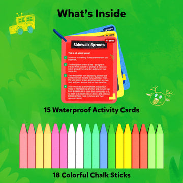 Skillmatics Sidewalk Chalk Activity Kit - Creative Outdoor Fun with 18 Washable Chalk Sticks, 15 Activities & Games for Kids, Gi