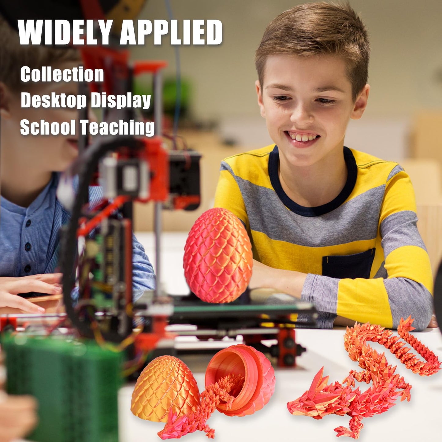 Locyfens 3D Printed Dragon Eggs With Dragon Inside, Articulated 3D Dragon Toys With 3D Dragon Eggs, Crystal Dragon Red Gold