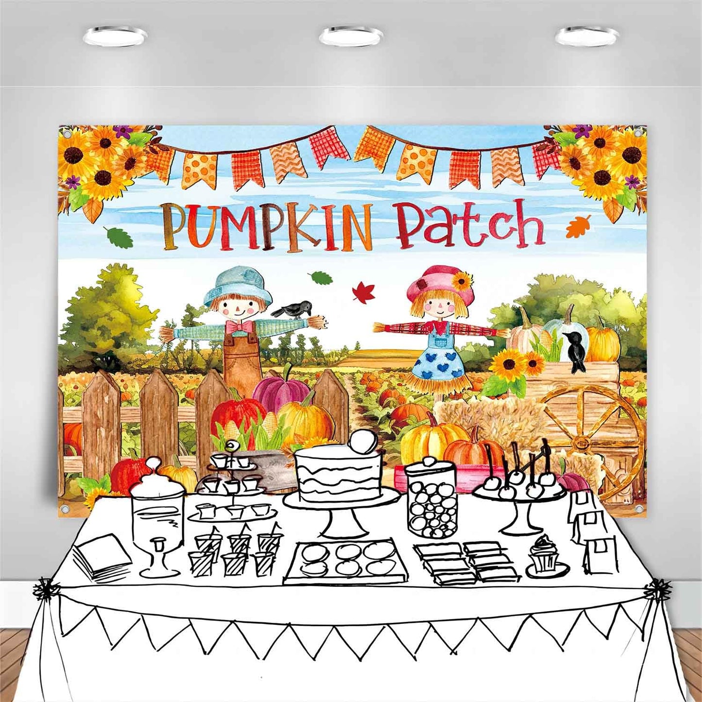 LDWLYW Fall Pumpkin Patch Backdrop Banner Fall Thanksgiving Party Decorations Large Autumn Harvest Farm Pumpkin Photography Back