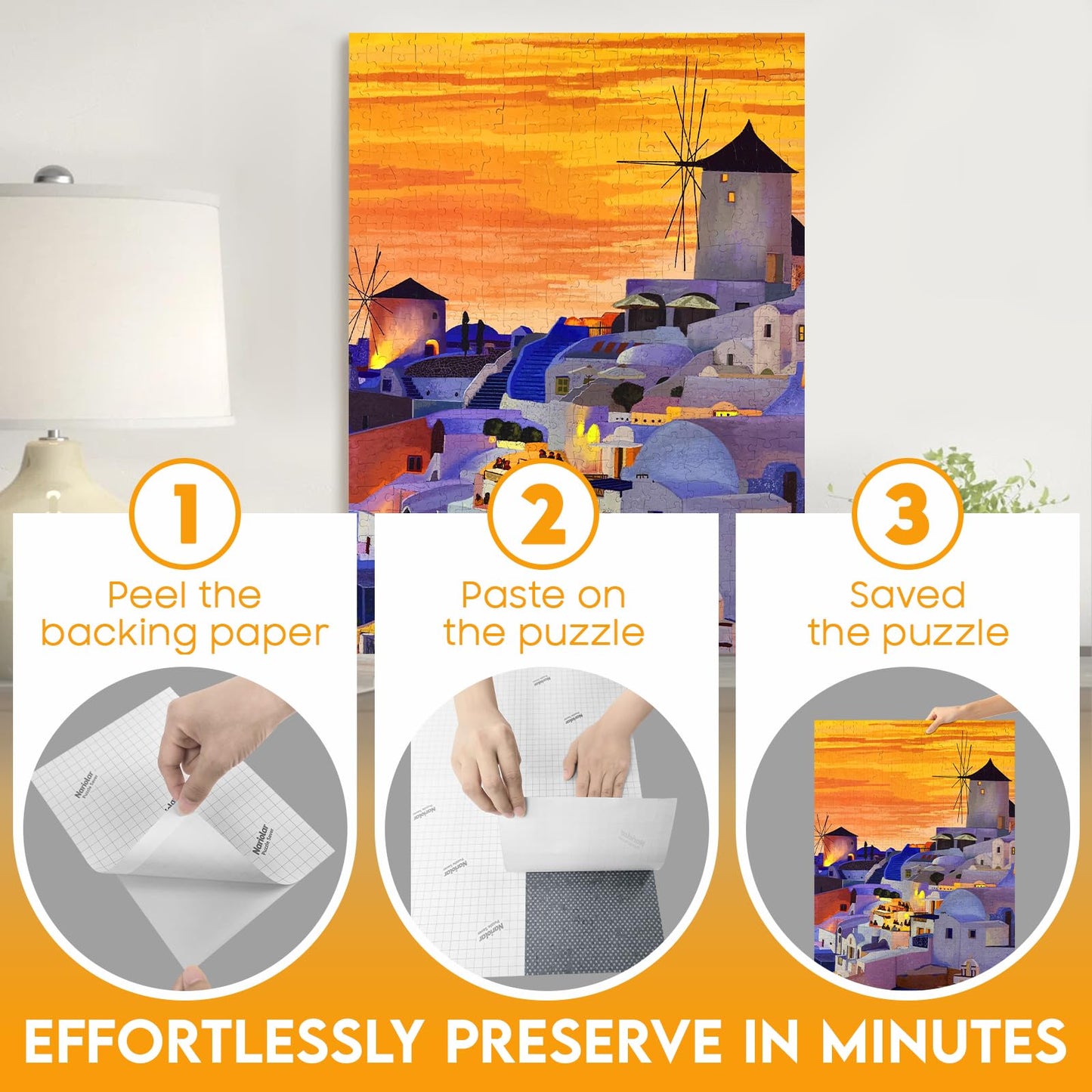 Nariolar Ultra Adhesion Puzzle Glue Sheets, 32 Puzzle Saver Sheets Preserves 4 1000 Pieces Jigsaw Puzzle, Puzzle Saver For Easy