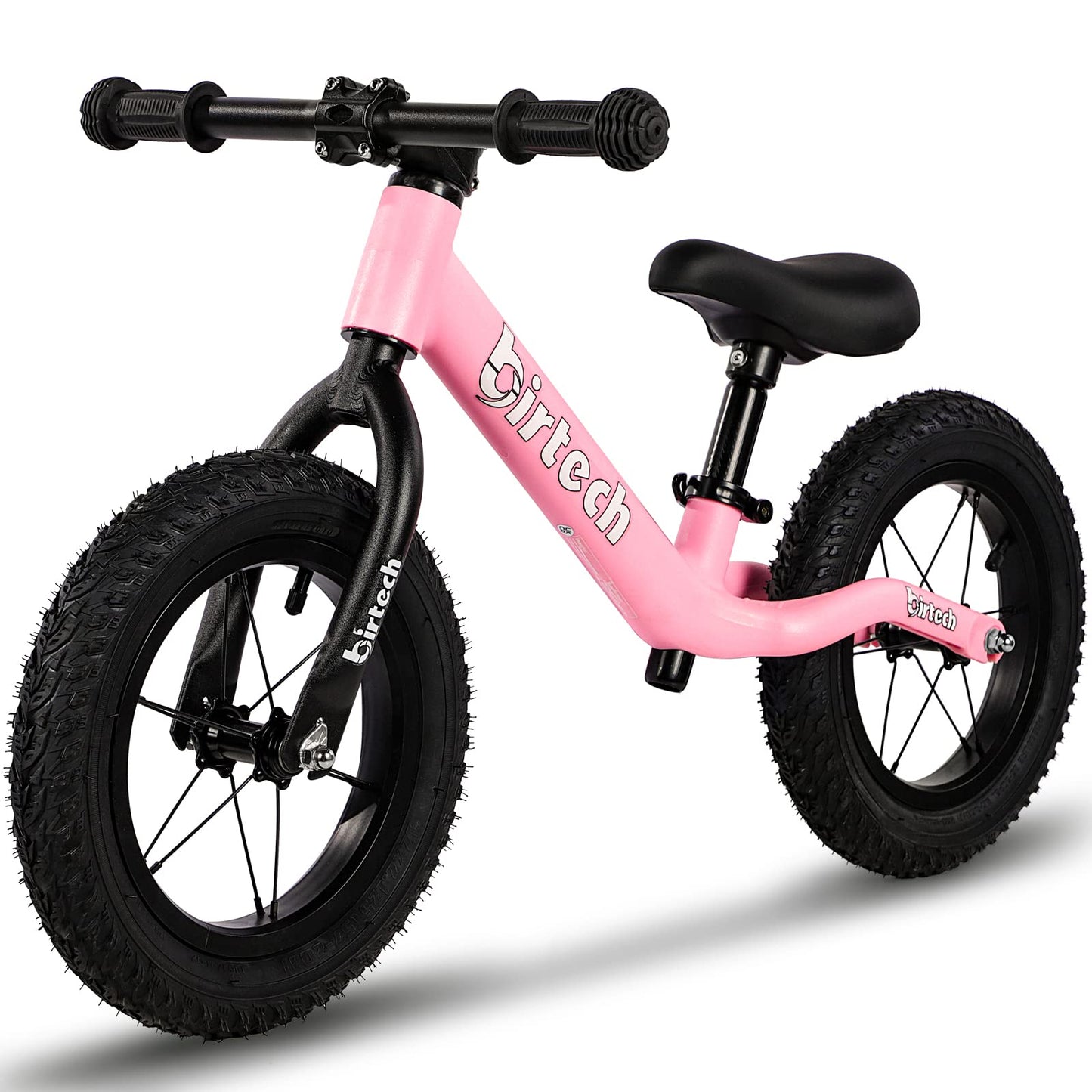 12' Balance Bike For 2, 3, 4, 5 Year Old Boys And Girls, Lightweight Nylon Frame Toddler Training Bike No Pedal Bikes For Kids With Adjustable Seat And Air Tires (Pink)
