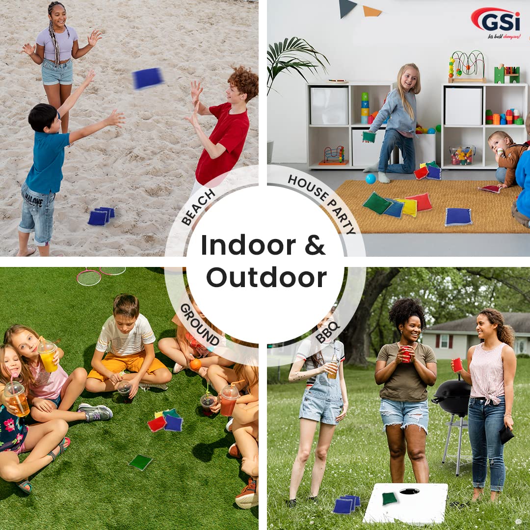 GSi Mini Toy Bean Bags | Used for Physical Education Outdoor & Hand toss Games Fun Activities Equipment for Kids | Made of enhanced Cotton Fabric with Superior overlock Stitching | Pack of 12