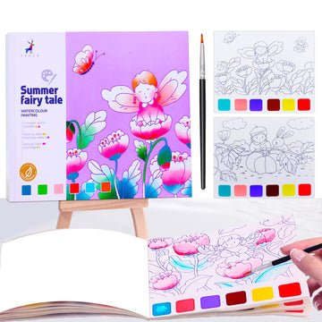 Junqiu Watercolor Coloring Books For Kids Ages 4-8, Pocket Watercolor Painting Book For Toddlers, Arts And Crafts Kit Easter Basket Stuffers For Girls Boys
