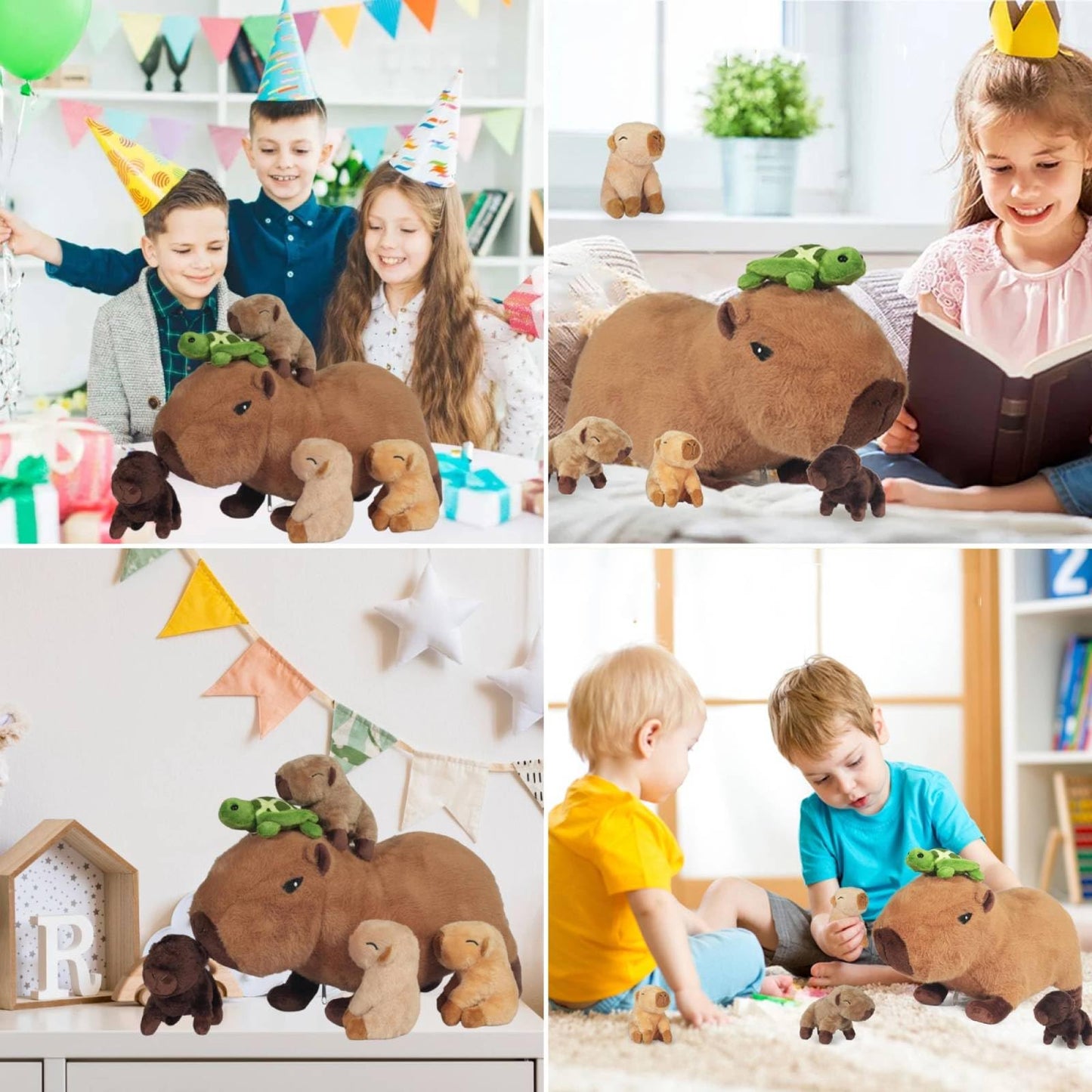 5 In 1 Capybara Plush, 14.2 Inches Capybara Stuffed Animal With Babies Inside Mommy Capybara Plush Pillow With 4 Baby Capybara P