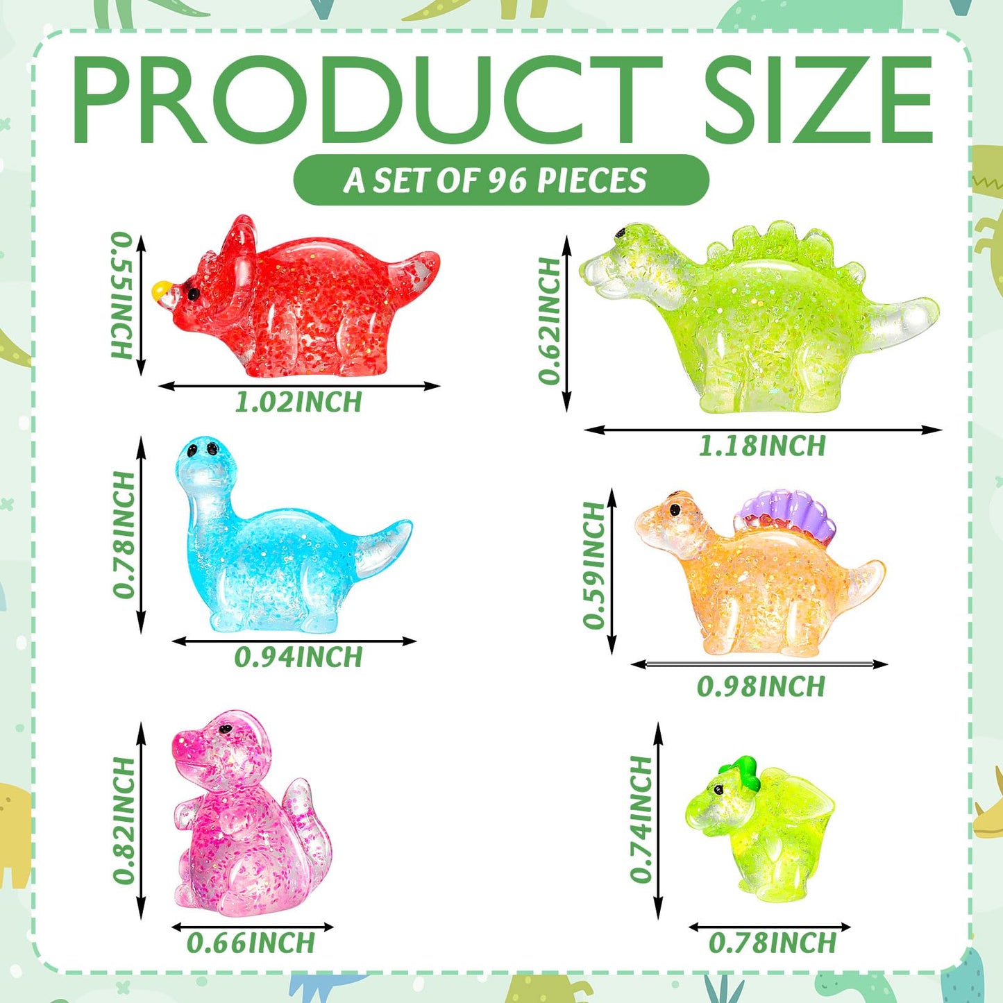 Poen 96 Pcs Mini Dinosaur Figures Resin Small Dinosaur Toys Garden Mini Dinosaurs Realistic Tiny Dinosaurs Miniature Dinosaur Figurines For Bag Cake Topper Birthday Party Favors (Glitter)