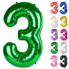 Green Number 3 Balloon 40 Inch, 3 Balloon Number, 3Rd Birthday Decorations, Green Party Supplies For Boys Girls