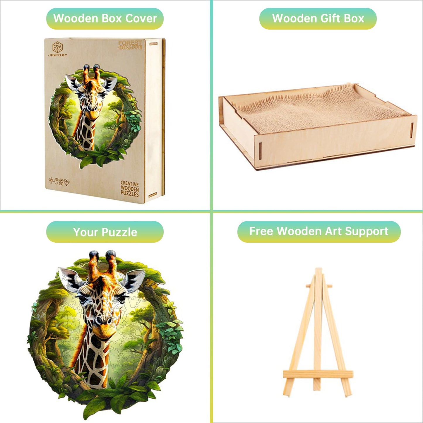 Jigfoxy Wooden Puzzles for mature-themeds Giraffe Wood Puzzles mature-themed Unique Animal Shape Wooden Jigsaw Puzzles Birthday Gifts for Puzzles Lovers Family Friend (L-13.4 * 12.4in-260pcs)