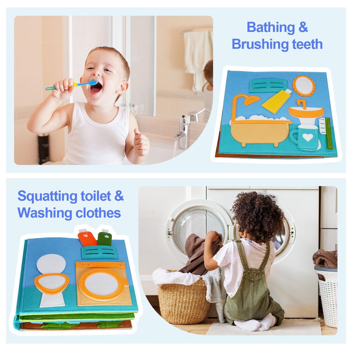 Montessori Felt Busy Book Toddlers Cloth Quite Book Preschool House Pretend Play Dress Up Game Early Learning Educational Travel Toys For Kids Age 3 4 5 6 Autism Sensory Toy Boys And Girls Easter Gift