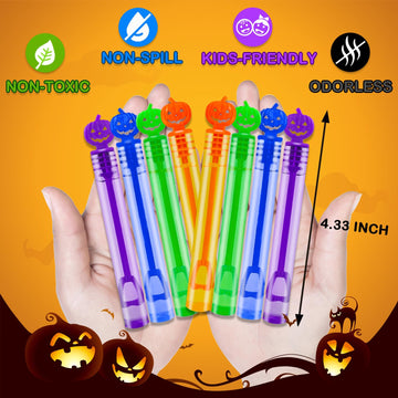 Kannove Halloween Mini Pumpkin Bubble Wands Toys Gifts For Kids 20 Pack,Small Halloween Basket Goodie Bag Stuffer Fillers Party