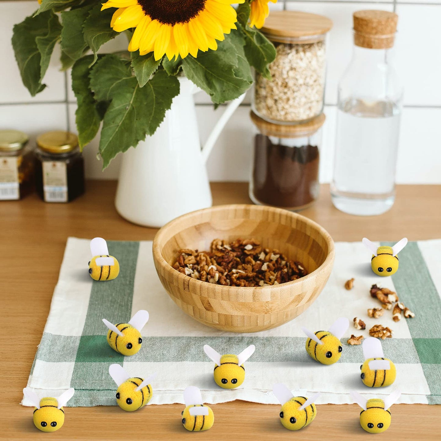 Yunsailing 100 Pcs Felt Bees for Crafts - Cute Plush Bees for DIY Baby Shower, Gender Reveal, Bee Themed Party Decoration