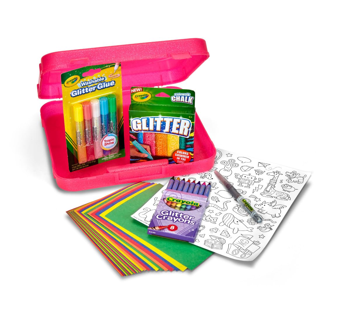 Crayola All That Glitters Art Case (50+pcs), Glitter Crayons & Coloring Supplies, Kids Art Set, Gifts for Girls & Boys, Ages 5+