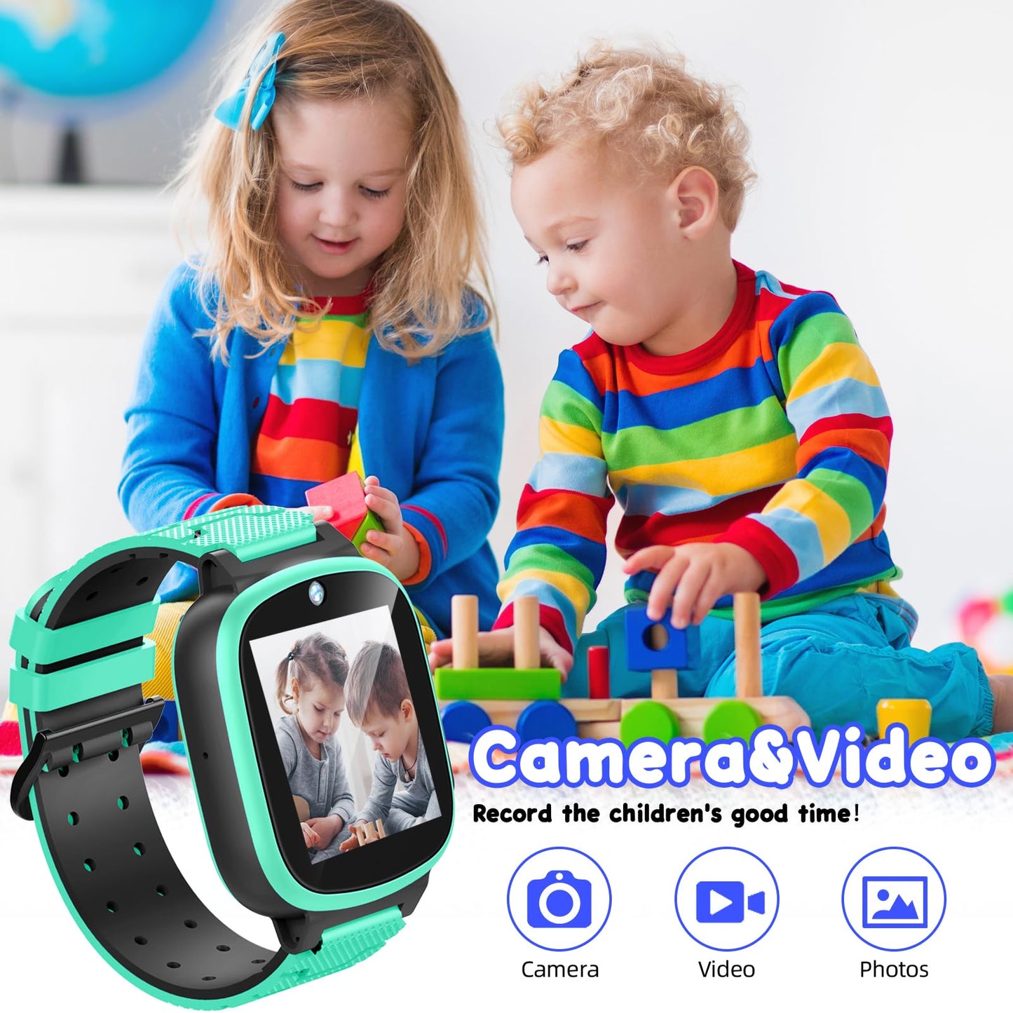 Luoba Smart Watch For Kids, Toys For 3-10 Year Old Boys Girls, 1.44' Kids Watch With 20 Puzzle Games Camera Alarm Educational Learning Toddler Watch Birthday For Boys Girls Age 4 5 6 (Green)
