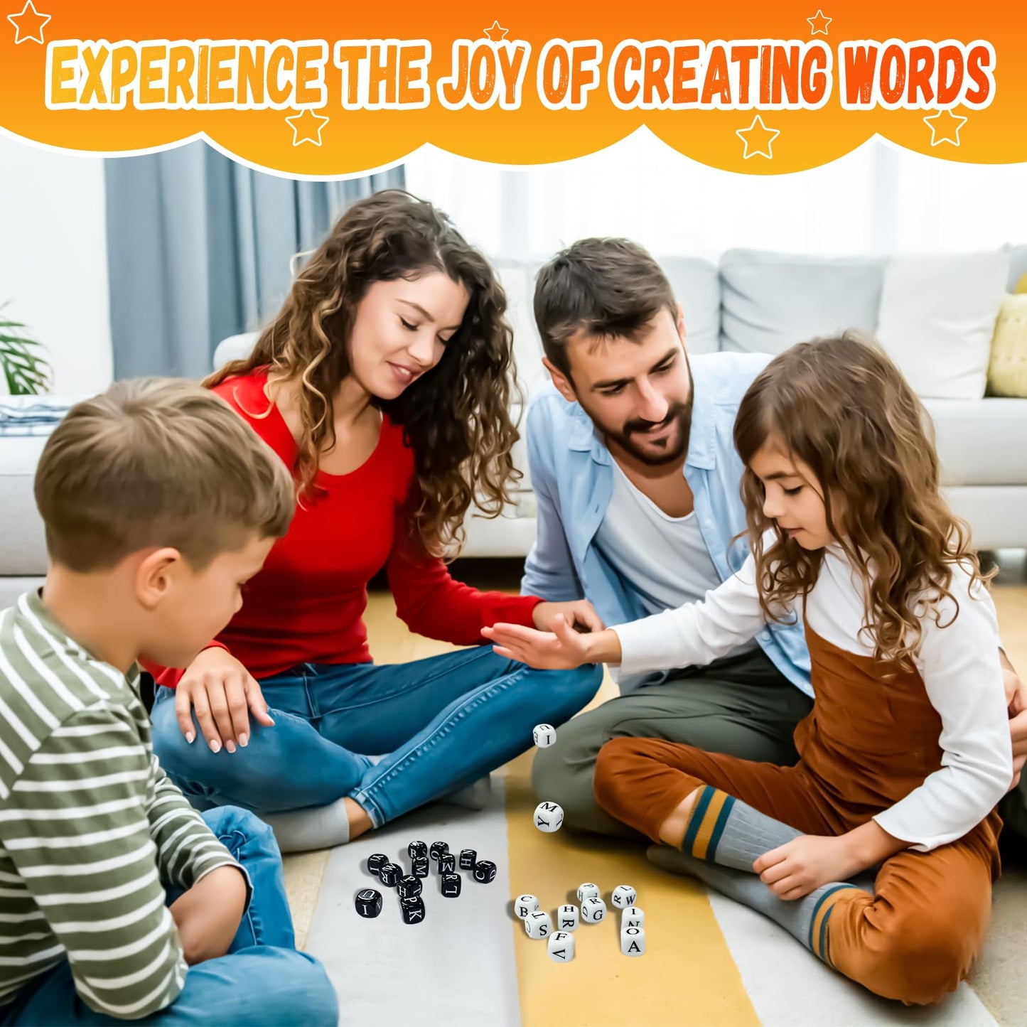 24 Pcs Dice Set, The Crossword Solitaire Game, 6 Sided Dice Crossword Creative Game, Two-Player Parent-Child Interactive Family