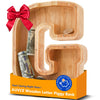 Wooden Letter Piggy Bank for Kids Initial Coin Bank for Boys and Girls First Name Personalized Savings Bank for Birthday Boys Girls Gift Piggy Bank for Kids (Wood S9-G)