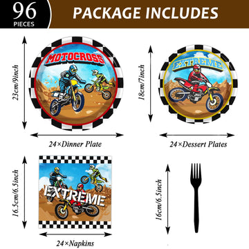 96 Pcs Dirt Bike Party Plates And Napkins Party Supplies Motorcycle Theme Party Tableware Set Motocross Dirt Bike Party Decorati