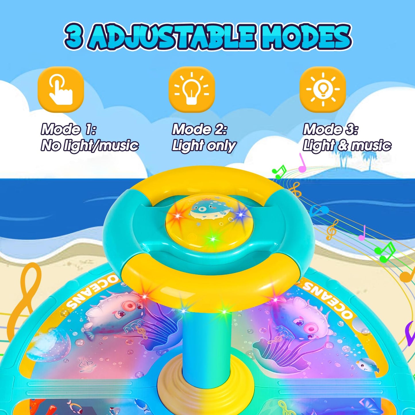 Godelaif Sit And Spin, Christmas Birthday Gift Toddlers Sit And Spin Toy For 3 4 Years Old Girl Boy, 360 Ocean Interactive Senso