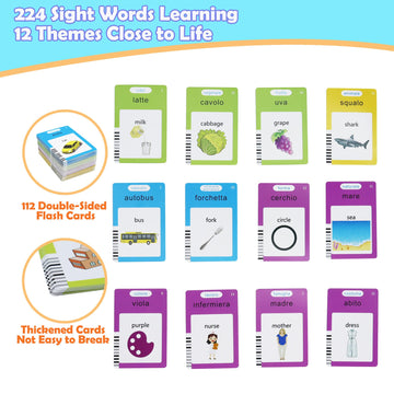 MAYAPHILOS Italian and English Talking Flash Cards, Pocket Speech for Learn Italian, Italian Language Learning Audible Talking F