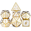 DnDnD White with Gold Number DND Dice Sets,Solid Metal Die with Free Gorgeous Metal Tin for Dungeons and Dragons D&D Role Playin