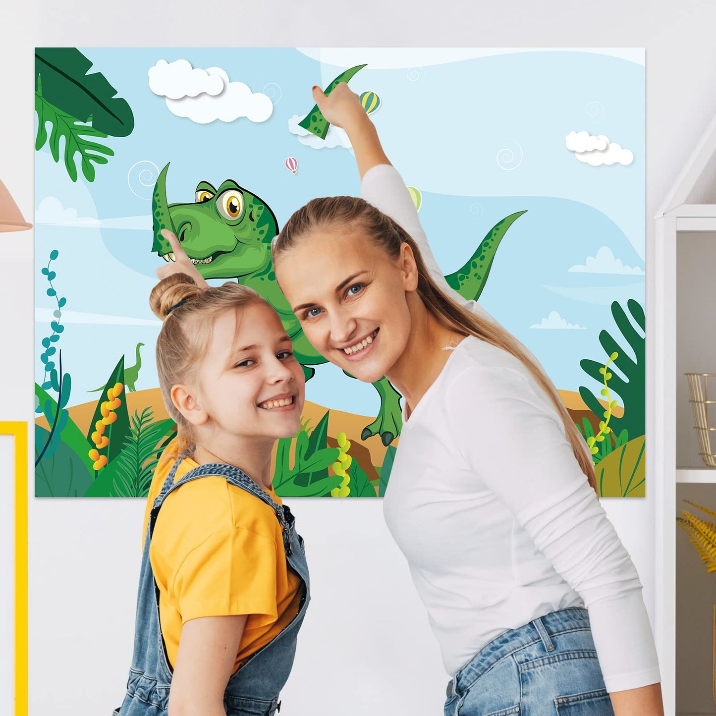 Neburora Pin The Tail On The Dinosaur With 24 Pcs Tails, Dinosaur Theme Party Games Dino Birthday Christmas Party Supplies