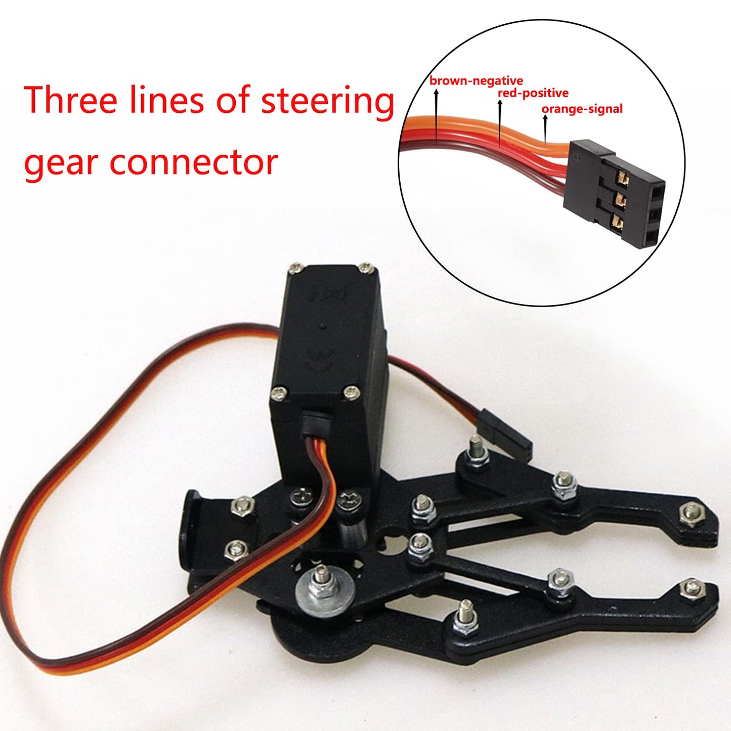 Professional Metal Robot Arm/Gripper/Mechanical Claw/Clamp/Clip With High Torque Servo, Rc Robotic Part Educational Diy For Arduino/Raspberry Pie, Science Steam Maker Platform (Black)