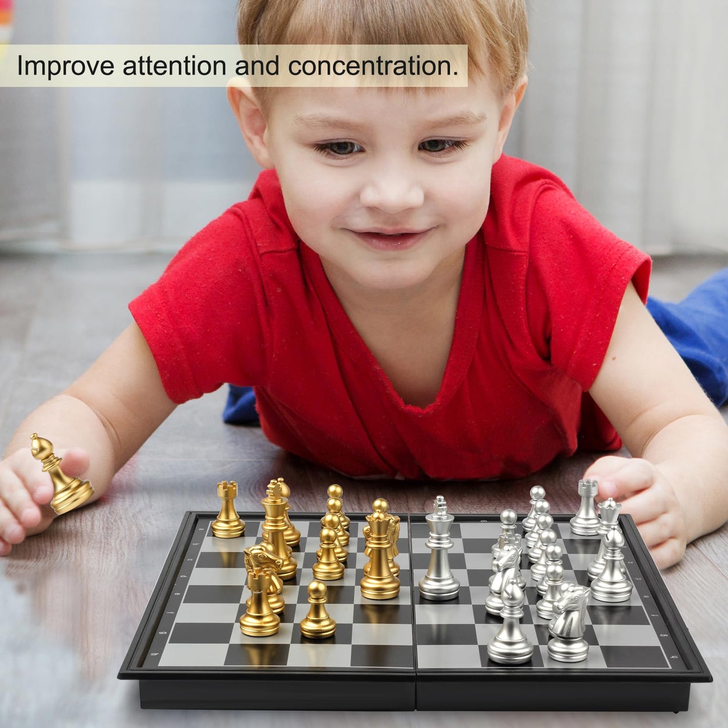 Simplewin 8 Inch Magnetic Mini Chess Set -Travel Board Game Family Games Educational Toys For Kids And Adults Travel Chess Set -
