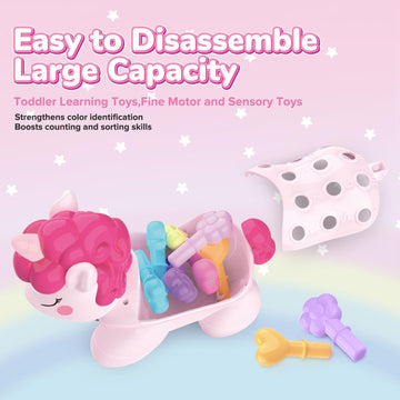 Montessori Toys For Toddlers,The Fine Motor Unicorn Pink 14 Pcs, Learning Toys Ages 18+ Months Fine Motor And Sensory Toy, Educa