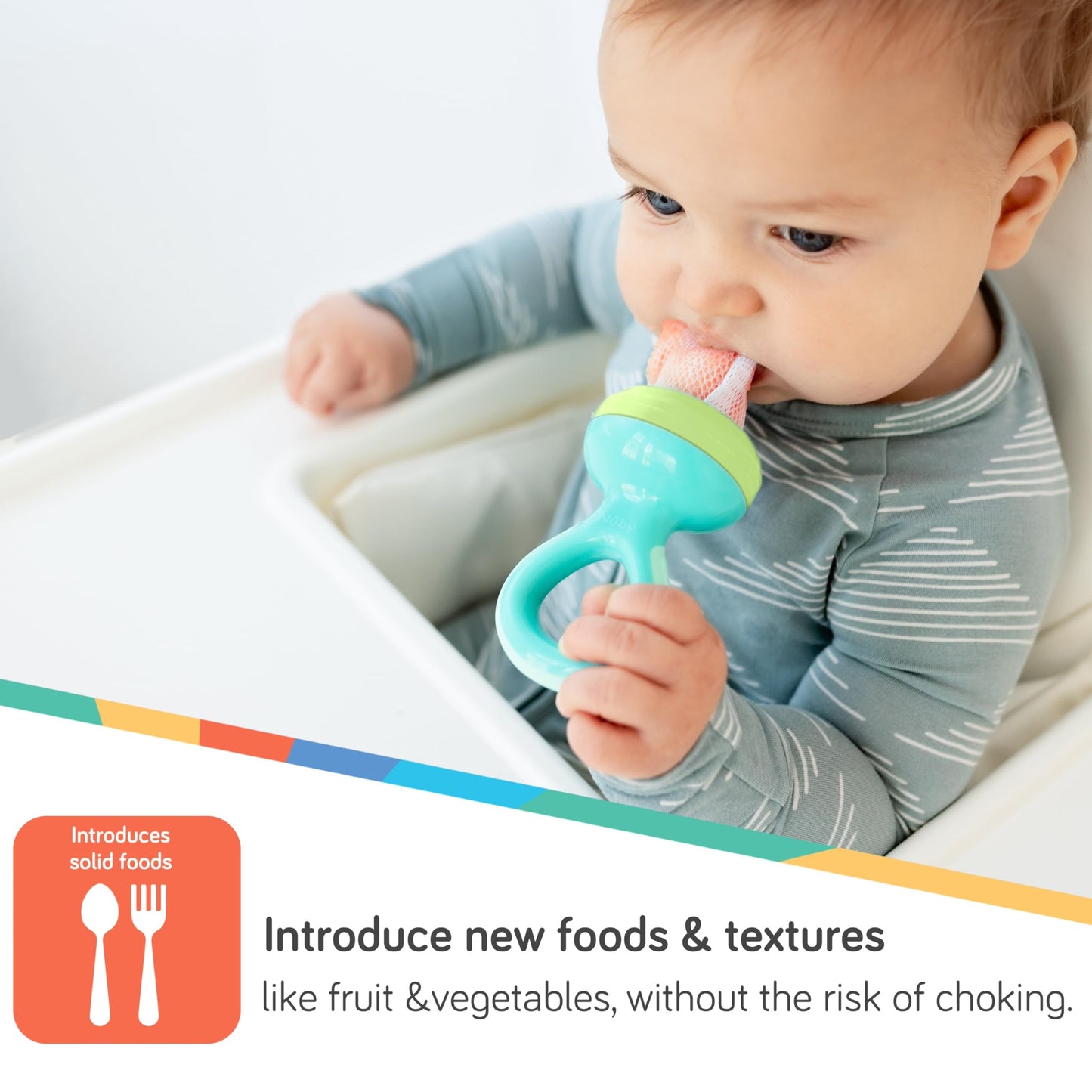 Nuby Nibbler Mesh First Soft Foods Feeder, 2Pk, Aqua & Green