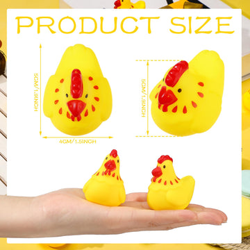 Libima 50 Pcs Rubber Chickens Bath Toy Bulk Mini Chicks Squeezable And Squeak Toys Yellow Floating Rubber Toy Swimming Pool Bath