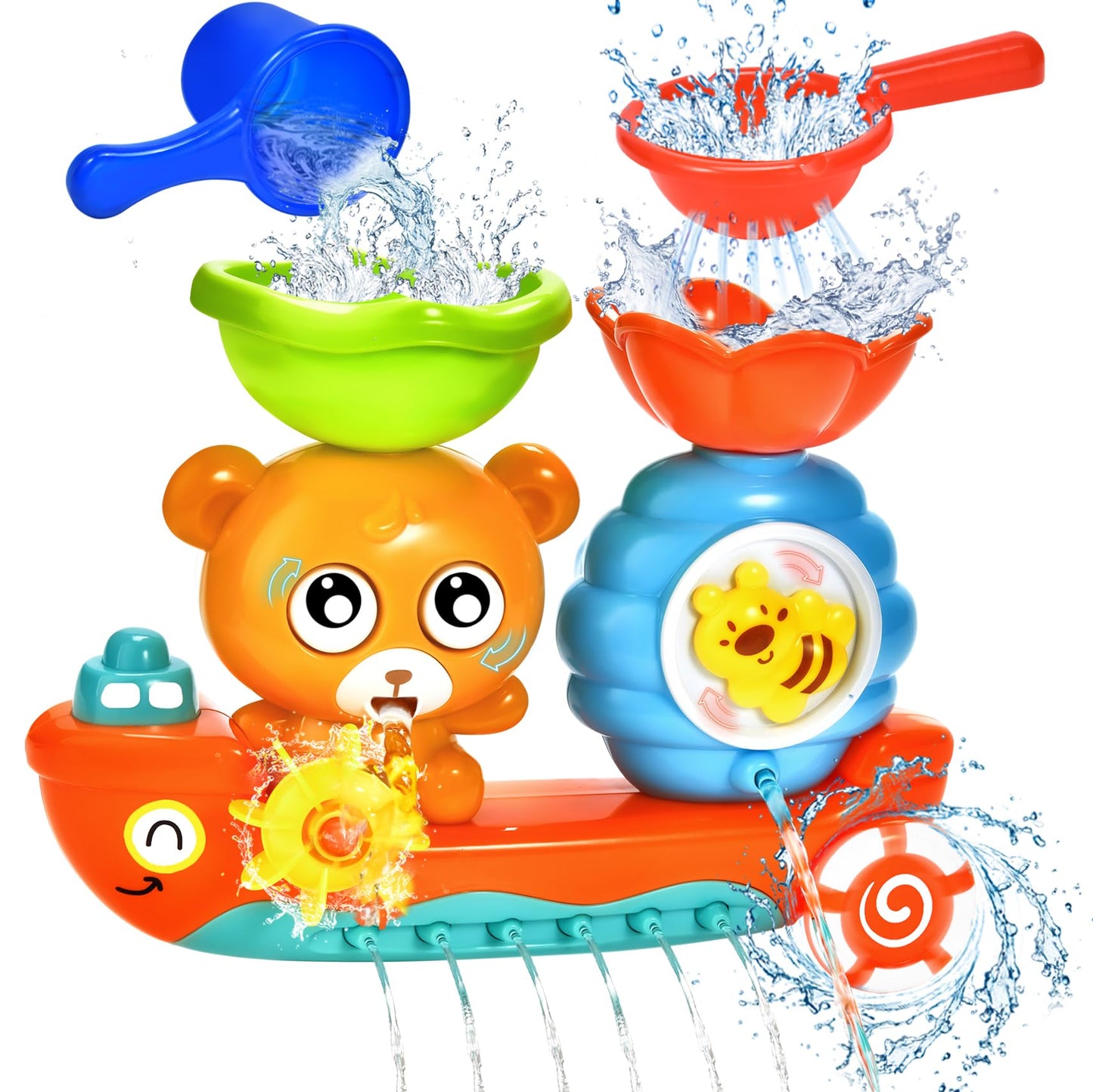 Baby Bath Toys For Kids Ages 1-3 Toddler Bath Toy Bear Bathtub Toys For Babies 12 Months Boys Girls Infant Water Tub Toys 1 2 3 Year Olds Preschool Learning Gift