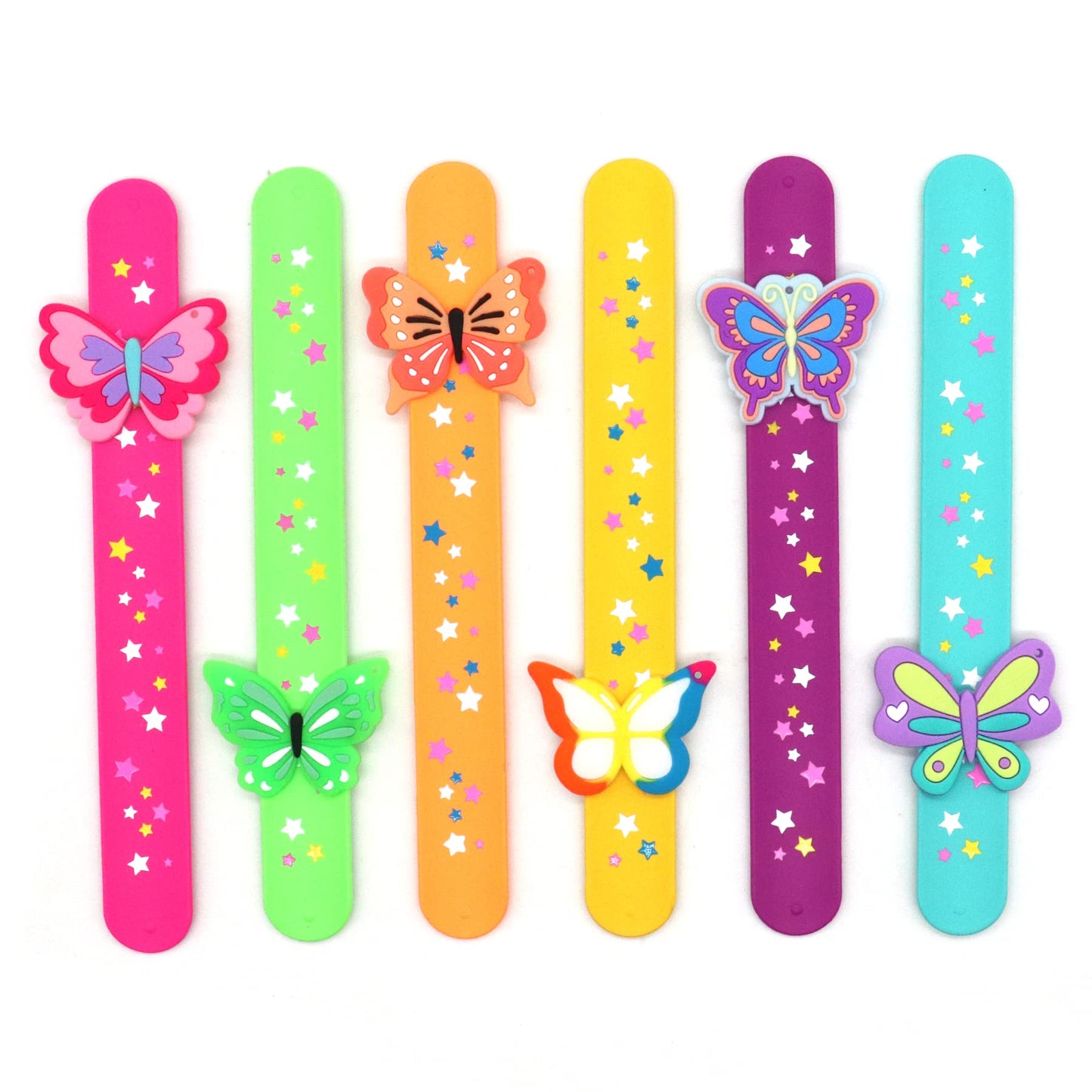 PAITUEND Butterfly Theme Slap Bracelets Party Favors-Butterfly Silicone Wristbands (6pack) for Boys&Girls Birthday&Butterfly The