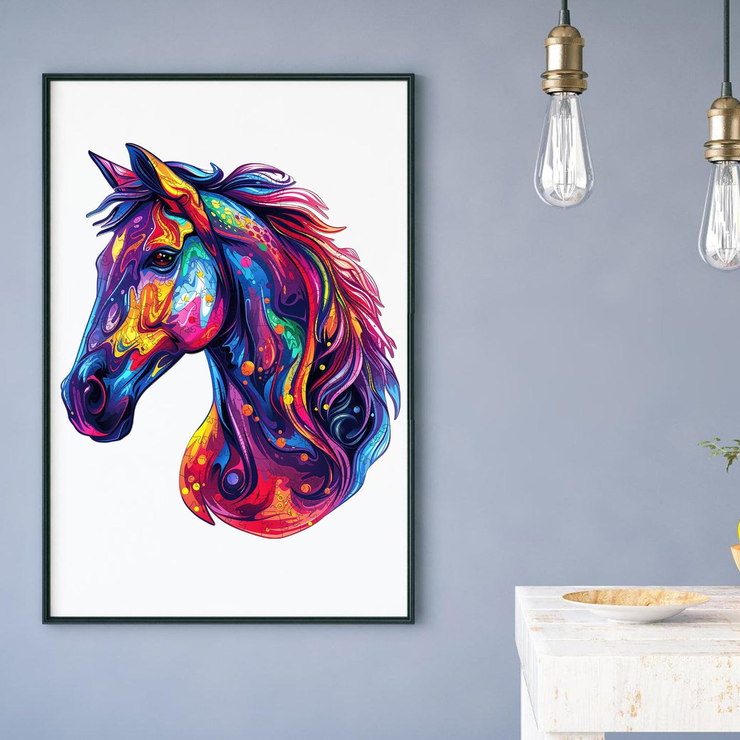 Horse Head Wooden Puzzle for mature-themeds Horse Wooden Jigsaw Puzzles(10.8 * 12.6in-200pcs) Unique Shape Animal mature-themed Puzzles Irregular Wood Puzzles Best Gift for mature-themeds and Kids Family Game