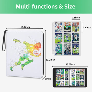 HESPLUS Football Card Binder with Sleeves 900 Pockets Trading Card Holder Sports Cards Storage Organizer for Football Basketball Baseball or Gaming Trading Cards with 50 Removable Sleeves