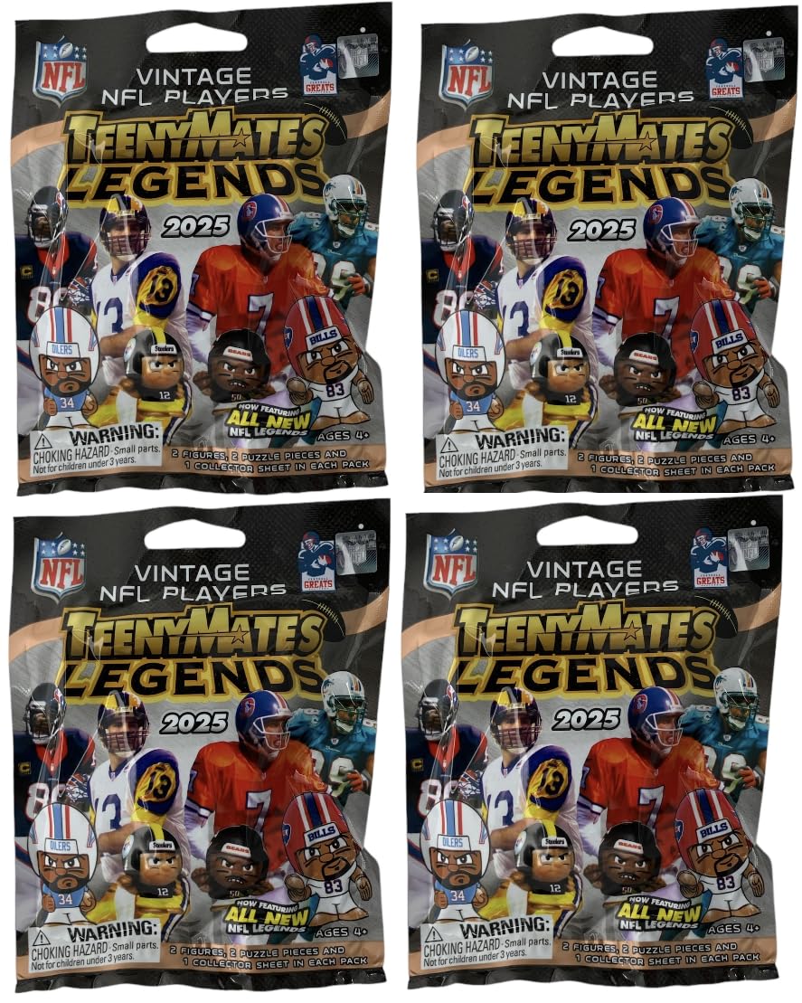 Teenymates Party Animal Legends NFL Series 3 Blind Bags - 4 Pack, Small, Multicolored, TM34, Plastic