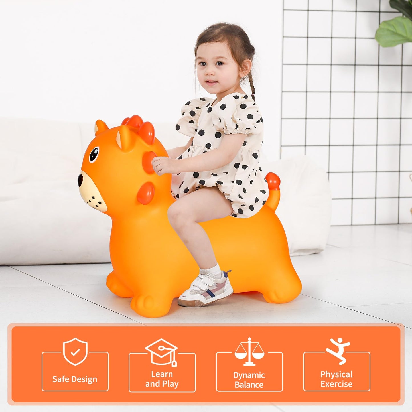 Inpany Bouncy Horse, Lion Hopper Animal Toys, Toddlers Bouncing Jungle Animal Figures, Wild One Birthday Safari Baby Shower Decorations, Ride On Rubber Bouncer, Outdoor Gifts For 2 3 4 Yr Girl Boy