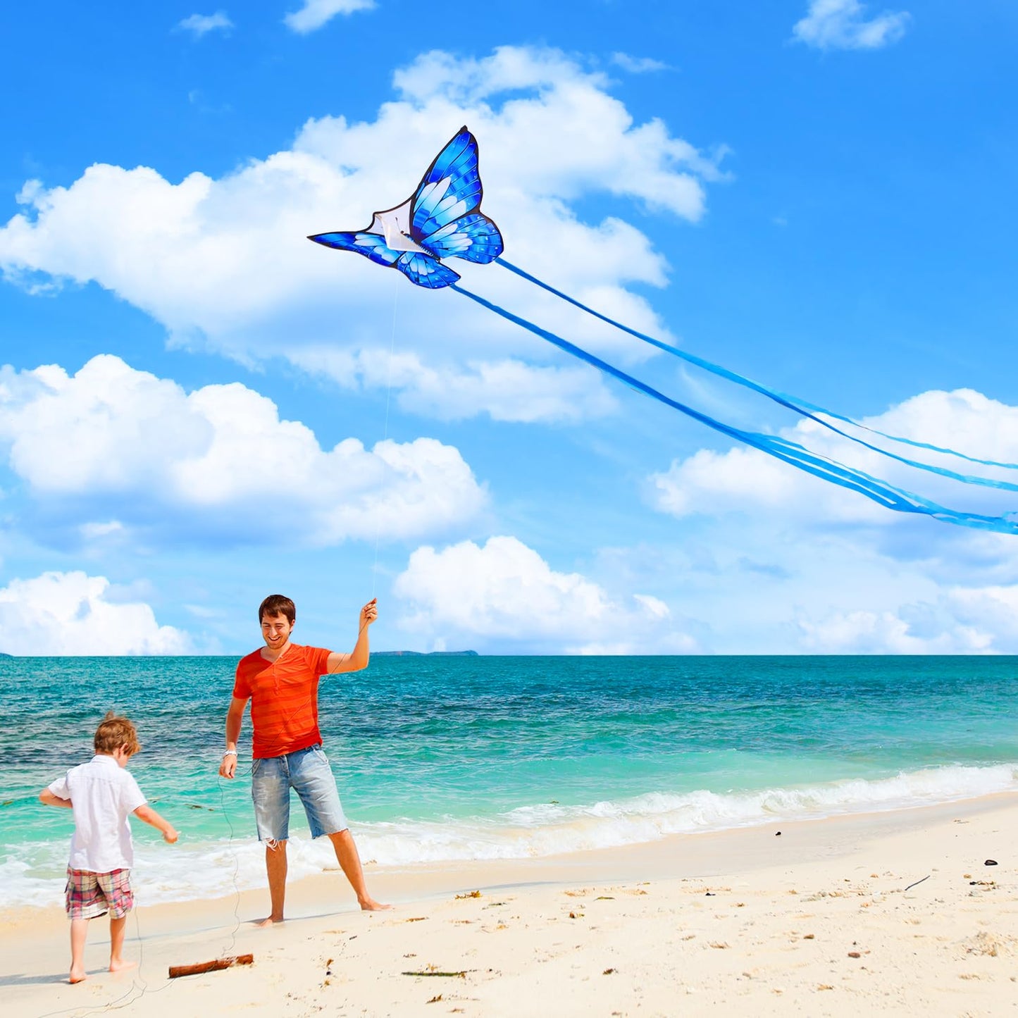 2 Pack Colorful Butterfly Kites For Kids & Adults, Easy To Fly Kites With Handle & String, Durable Outdoor Kite For Beach, Park,