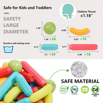 Couomoxa 110 Pcs Magnetic Building Blocks Toy-Stem Construction Building Set Learn Resource For Toddler Kids Magnet Toys For 3+