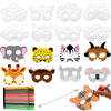 Lenwen 16 Set Animal Coloring Masks with 24 Pcs Watercolor Pen DIY Safari Animal Mask Blank Jungle Animal Unpainted Mask for Kid
