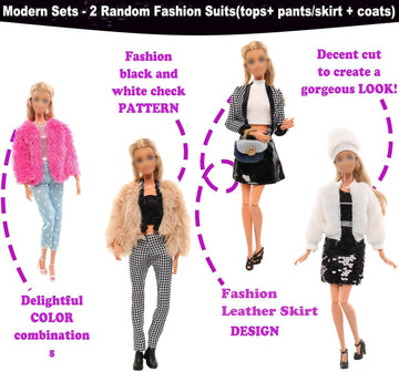 Doll Clothes And Accessories Doll Including 2 Chill Modern Suits 2 Tops 2 Pants Fashion Outfits 2 Chic Dresses 11 Handbag 10 Shoes 2 Glasses For 11.5 Inch Girl Dolls Fashion Dress Up Set