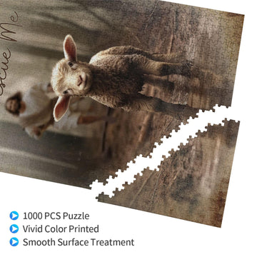 Christian Jesus and Lamb Puzzles for mature-themeds 1000 Pieces Jesus Running After Lost Lamb Jigsaw Puzzles Religious Wooden Puzzle Family Activity Game Puzzle for Easter Christmas