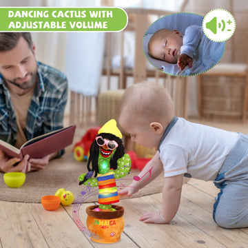 Miaodam Dancing Cactus, Funny Style 270 Degree Rotation Talking Cactus Toy For Big Kids And Adults, Repeats What You Say Colorfu
